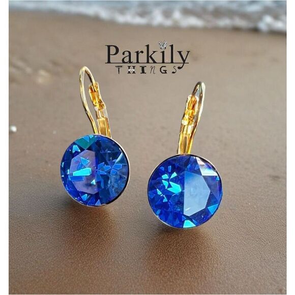 Handcrafted earrings with sparkly crystal - Picture 1 of 5